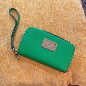 Green Michael Kors wristlet